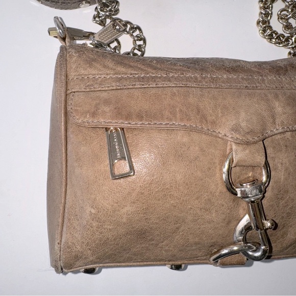 Rebecca Minkoff Mini MAC Convertible Crossbody Bag Taupe Gold Leather - Picture 6 of 15